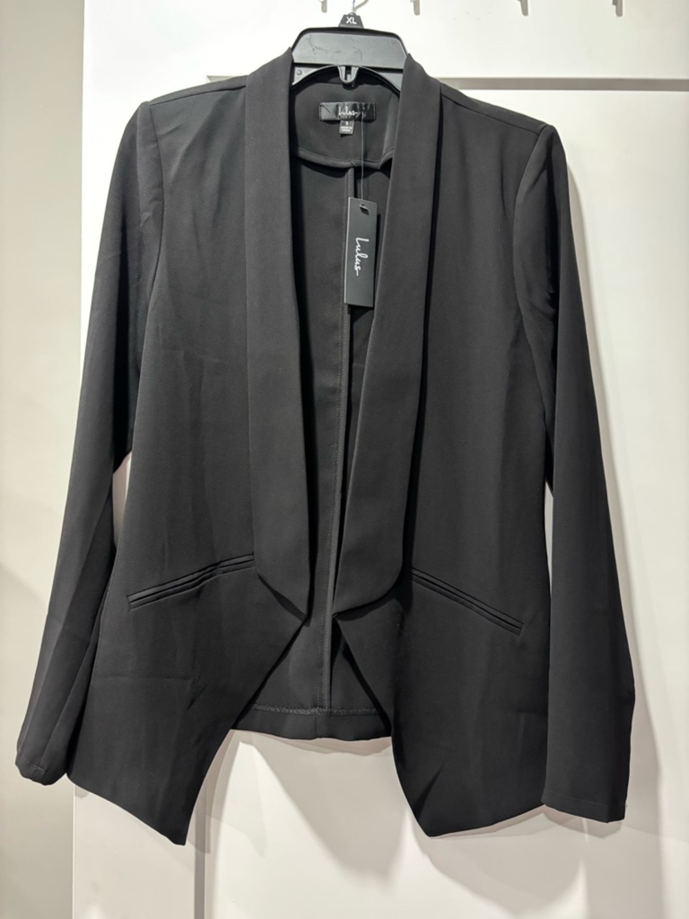 Lulu's Black Open-Front Shawl Collar Blazer